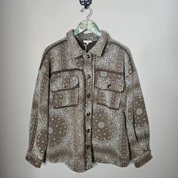 Easel Los Angeles Jackets & Blazers - New! Easel Handkerchief Printed Button Down Shirt Jacket S